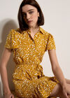 Scattered Squares Shirt Mini Dress, Mustard, large