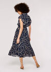 Ruffle Sleeve Midi Dress, Navy, large