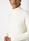 Turtle Neck Cable Front Jumper, Cream, large