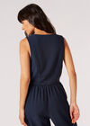 Textured Pinstripe Waistcoat, Navy, large