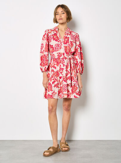 Painterly Sarasa Floral Mini Dress