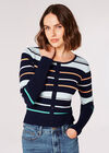 Decorative Button Stripe Jumper, Navy, large