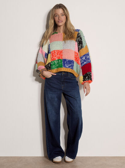 Chunky Hand-Crocheted Patchwork Jumper