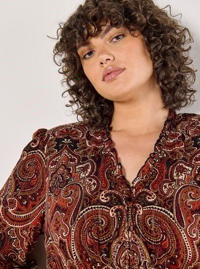 Curve Paisley Shimmer Midi Dress