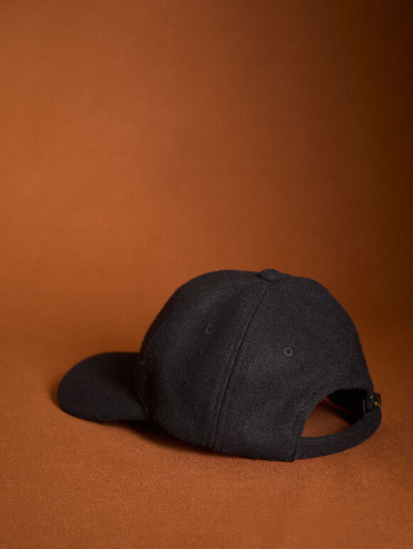 Woollen Cap Hat, Black, large