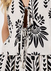 Double Tie Floral Top, Stone, large