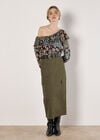 Cotton Cargo Midaxi Skirt, Khaki, large