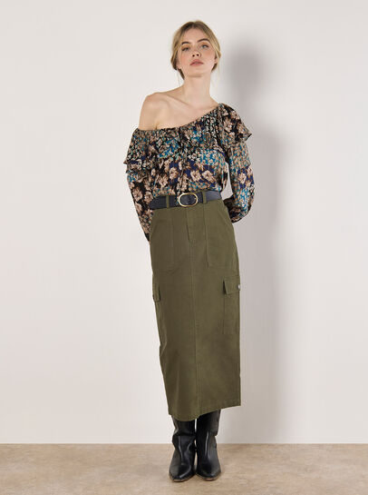 Cotton Cargo Midaxi Skirt