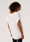 Button Back Slub T-Shirt, Cream, large