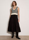 Tank Top Layered Midi Dress, Black, large