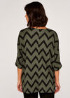 Chevron Stripe Batwing Top, Khaki, large