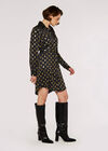 Foil Shirt Mini  Dress, Black, large