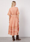Dobby Ruffle Tiered Midi Dress, Coral, large