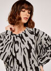 Abstract Print Cropped Jumper, Grey, large