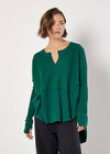 Waffle Jersey Layered Top, Green, large