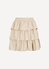 Linen Blend Ruffle Mini Skirt, Stone, large