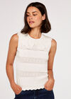 Lace Collar Knit Top, Cream, large