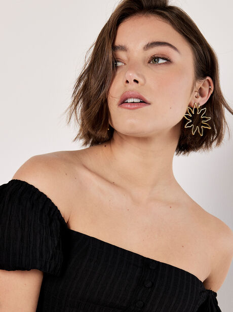 24K Gold Plated Flower Stud Earrings