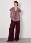 Ruffle Front Woven Top, Pink, large