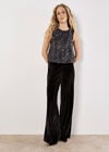 Chevron Sequin Puff Hem Top, Dark Grey - Charcoal, large