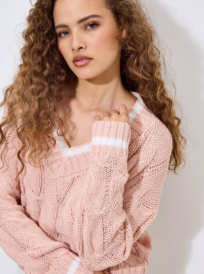 Cropped Cable Cricket Jumper