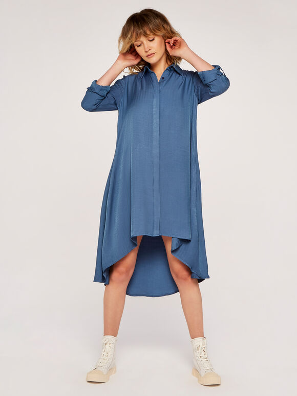  Twill Shirt Dress, Blue, large