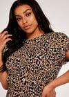Curve Shirred Waist Short Sleeve Dress, Stone, large