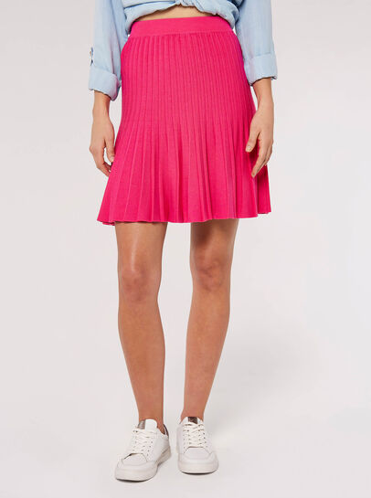  Pleated Knitted Mini Skirt
