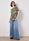 Sarasa Floral Button Back T-Shirt, Khaki, large