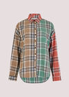 Patchwork Plaid Shirt, Mint, large