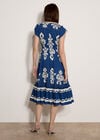 Folk Floral Midi Dress, Blue, large
