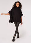 Oversized Pointelle Cape Jumper, Black, large