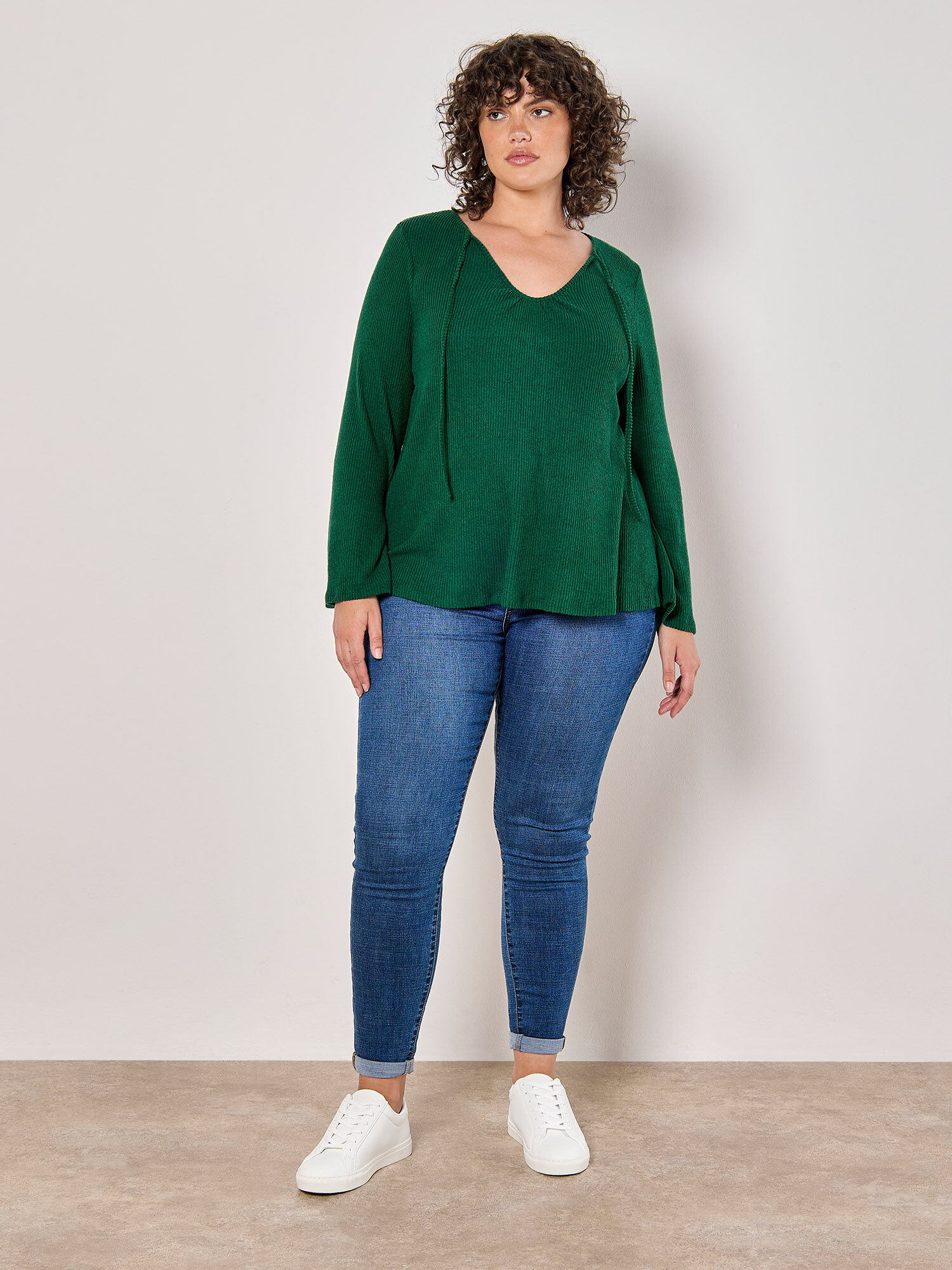 Curve Ribbed Knit Top | Apricot Clothing