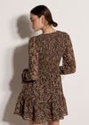 Paisley Chiffon Mini Dress, Brown, large