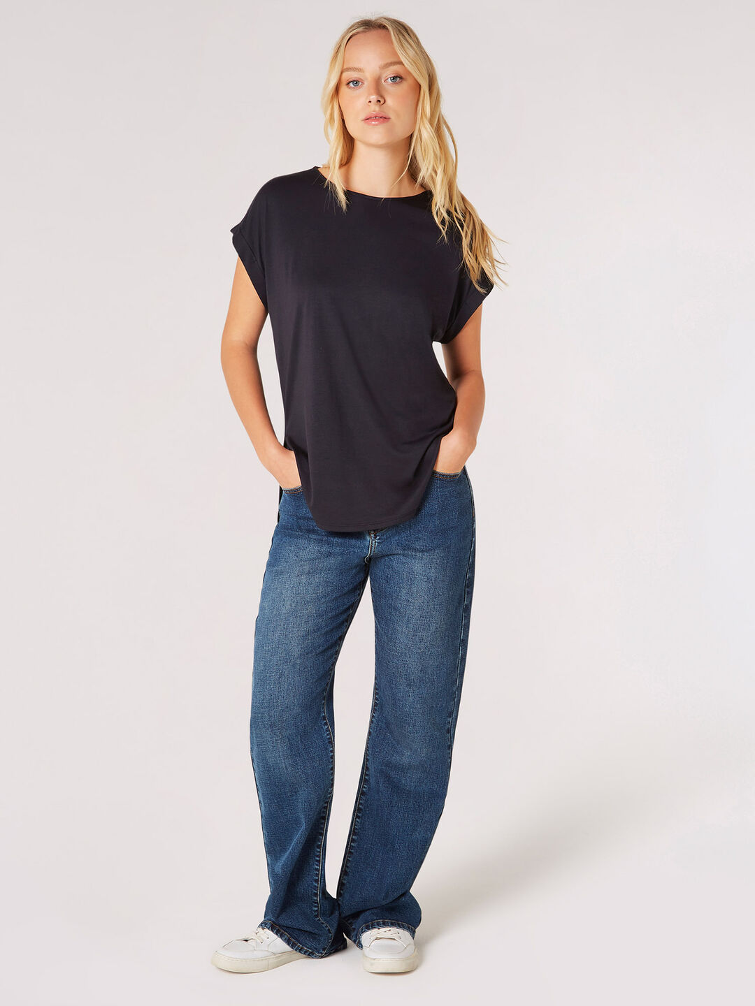 Curved Hem Jersey T-Shirt