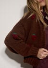 Chunky Knit Strawberry Cardigan, Brown, large