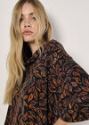 Batik Leaf Jersey Knit Top, Orange, large