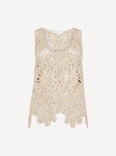 Sequin Crochet Shell Top
