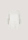 Embroidered Cotton Mesh Blouse, Cream, large