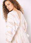 Gold Shimmer Paisley Midi Dress, Cream, large