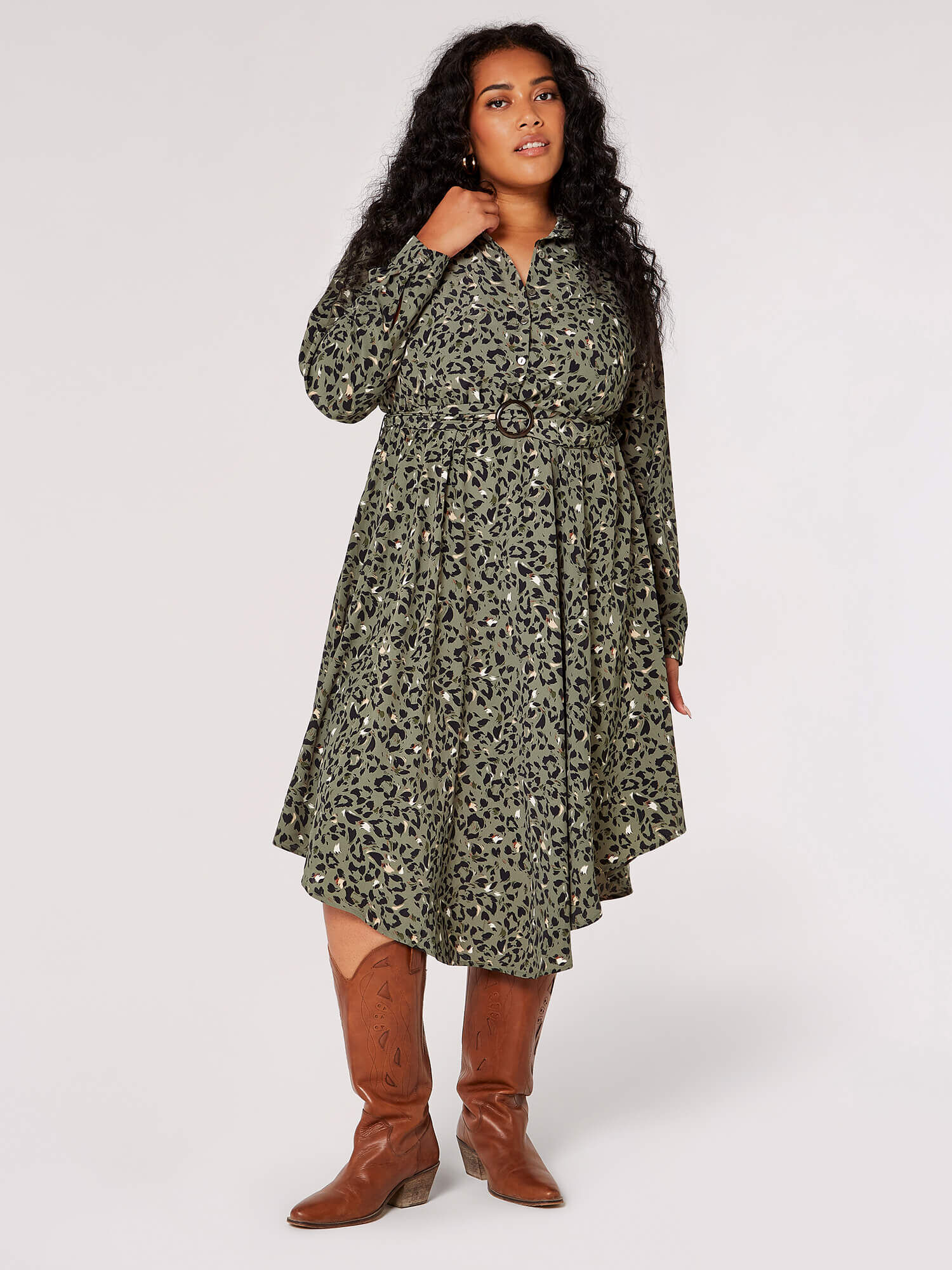Apricot animal print dress store