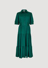 Smocked Waist Shirt Midaxi Dress, Green, large