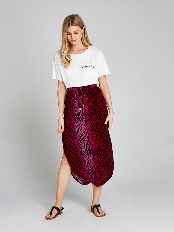 Zebra Print Skirt, Fuchsia, large