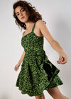 Animal Print Skater Mini Dress, Green, large