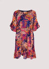 Painterly Tropical Mini Dress, Navy, large