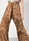 Batik Leaves Tiered Wide-Leg Trousers, Rust, large