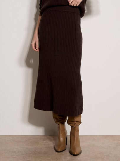 Fine Knit Cable Midi Skirt