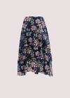 Floral Chiffon Midi Skirt, Navy, large