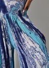 Tie Dye Crinkle Palazzo Trousers, Navy, large