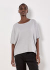 Metallic Sparkle Waffle Knit Cut-Out Top, Light Grey / Silver, large